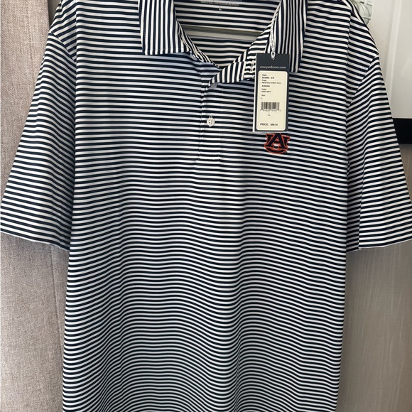 Vineyard Vines Navy and White Striped Polo